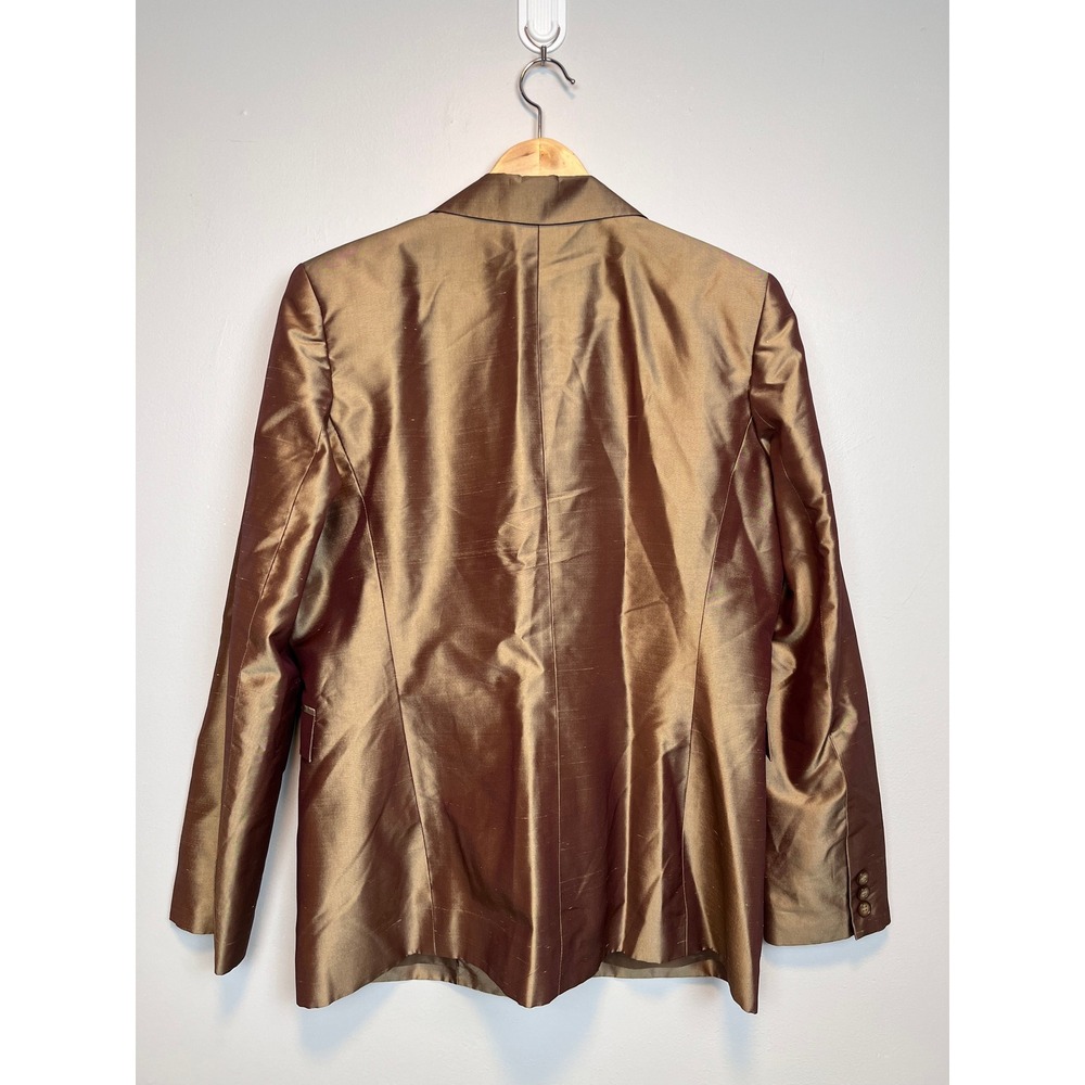Alfani Womens 100% Silk‎ Blazer Jacket Bronze Gold Iridescent Size 12 WPL 8046 - Picture 5 of 11